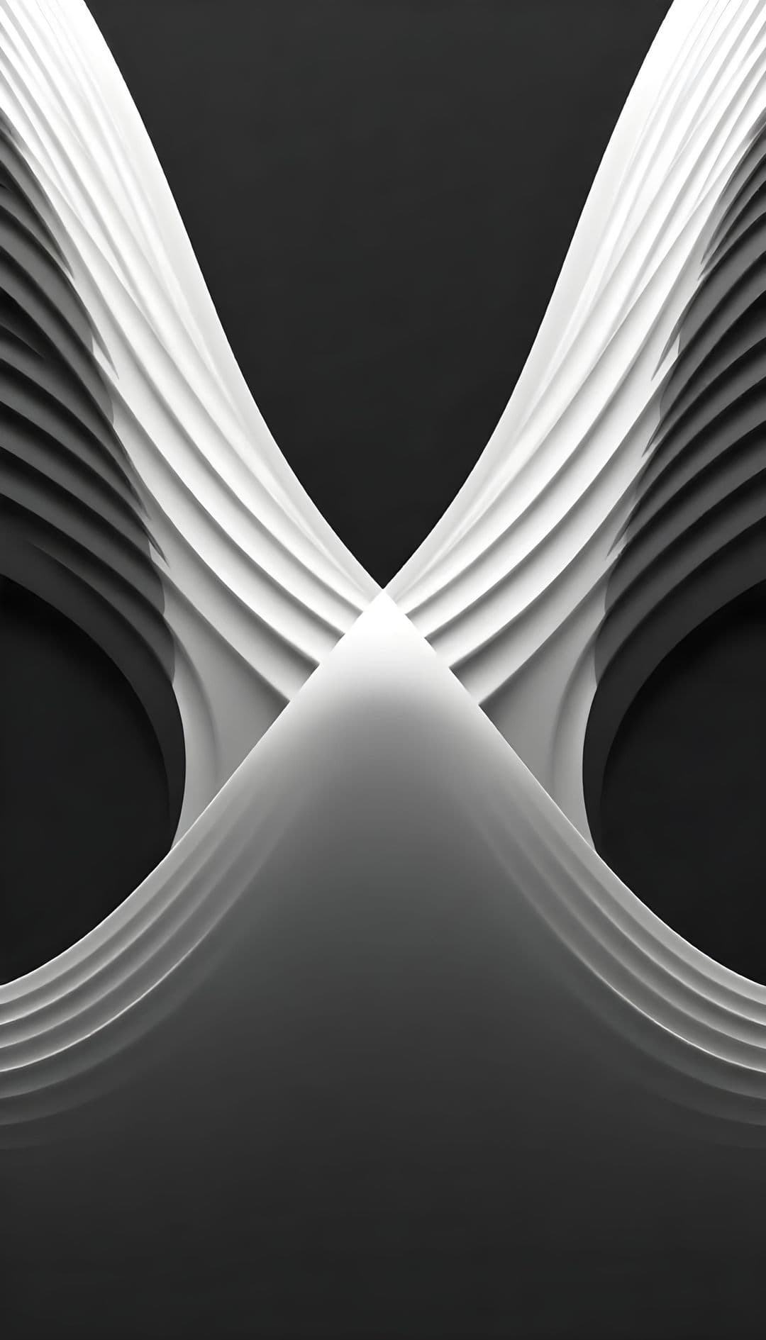 Minimalist abstract design with layered grayscale curves.