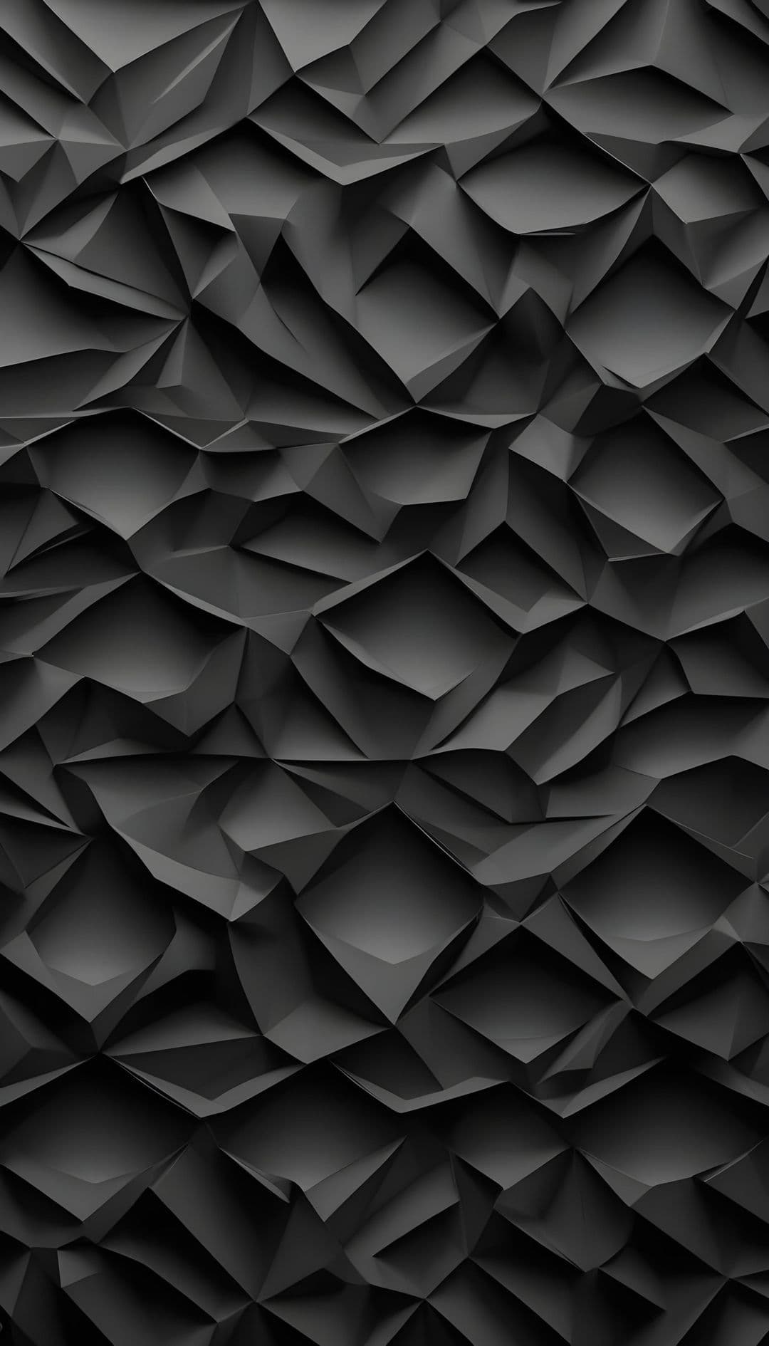 Abstract geometric pattern with dark gray and black polygonal shapes.