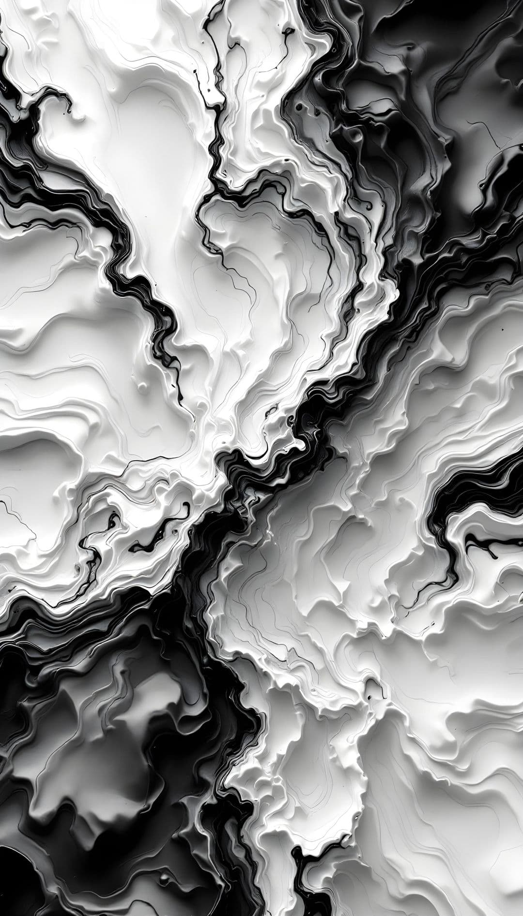 Monochrome marble-like swirls in black, white, and gray.